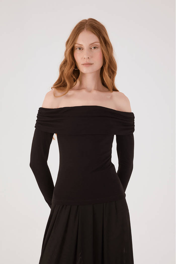Blusa Malha Crepe Ombro A Ombro