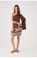 Vestido Ombro Só Crepe Estampa Palma
