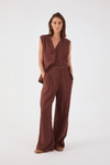 Calça Linho Lurex Fivela Cós
