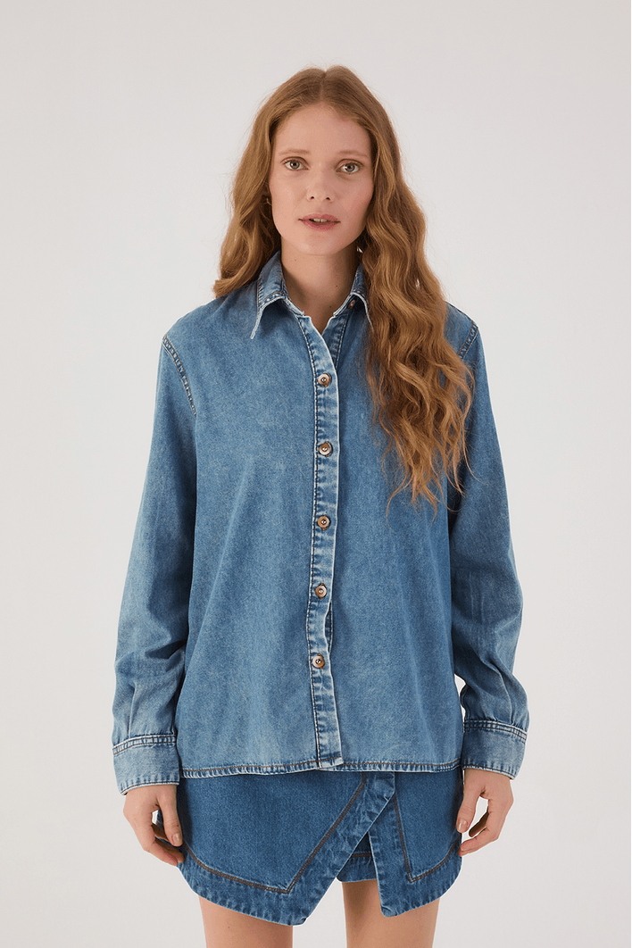 Camisa Jeans Detalhe Amarração