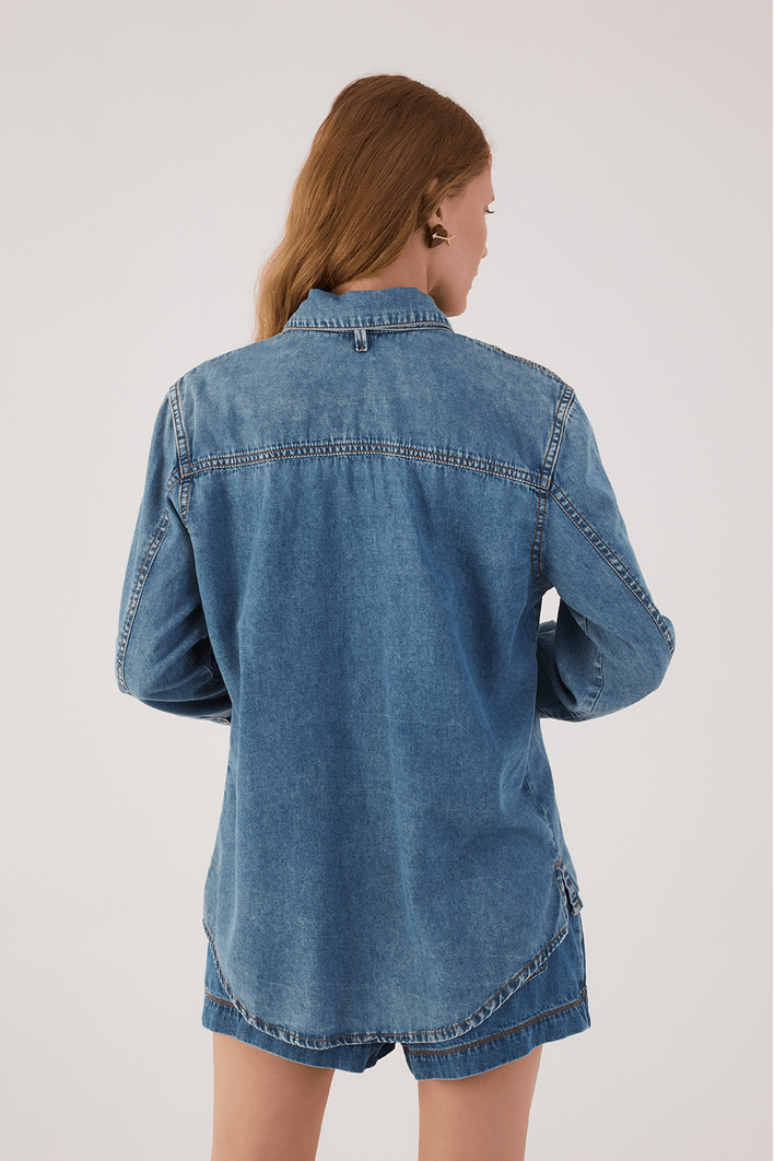 Camisa Jeans Detalhe Amarração