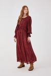 Vestido Longo Boho Lurex Estampa Solar