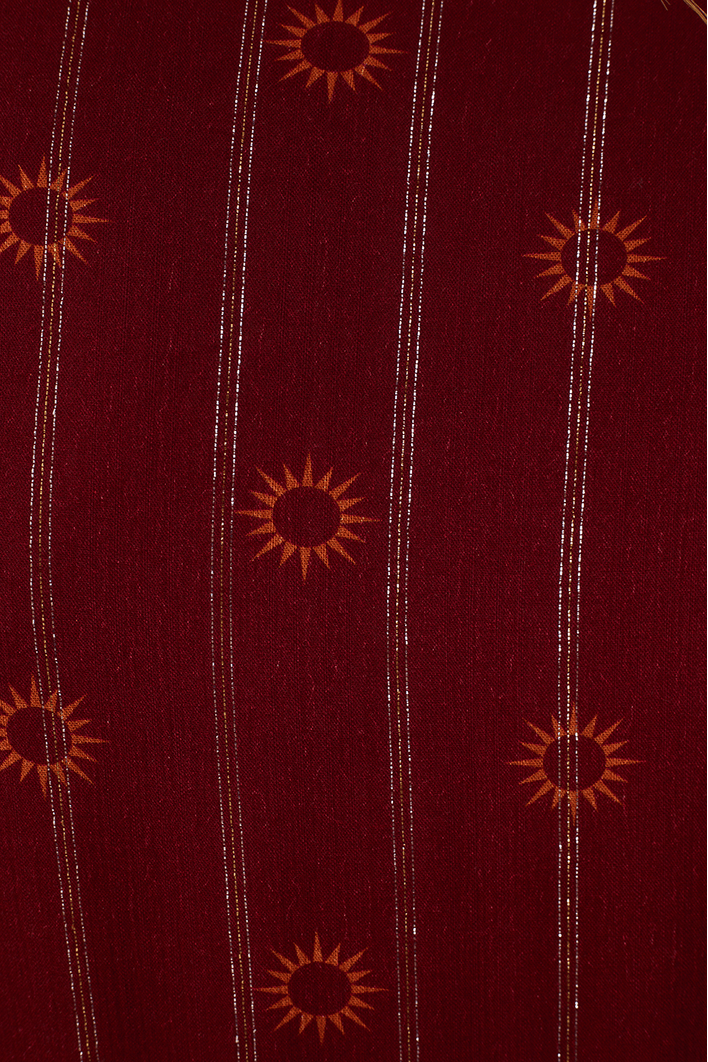 Vestido Longo Boho Lurex Estampa Solar