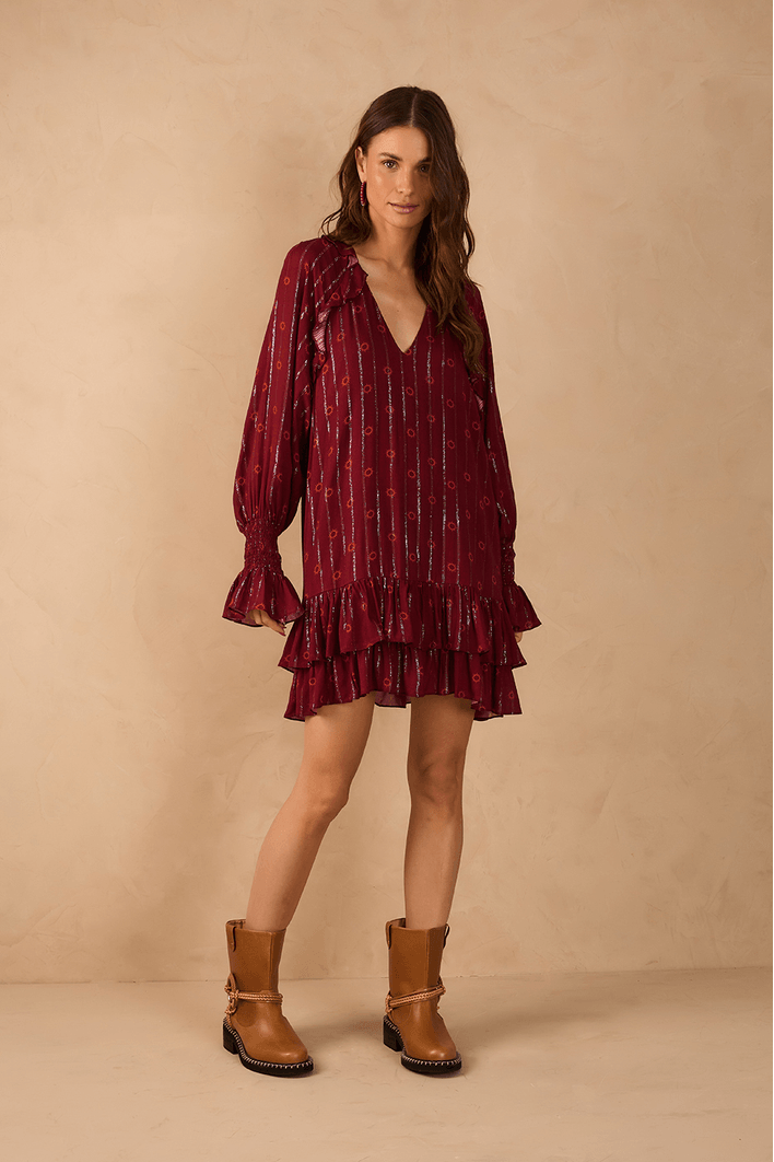 Vestido Bata Lurex Estampa Solar