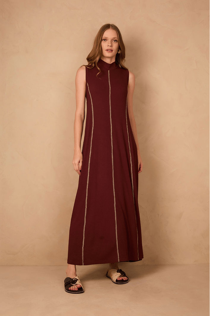 Vestido Canelado Pesponto