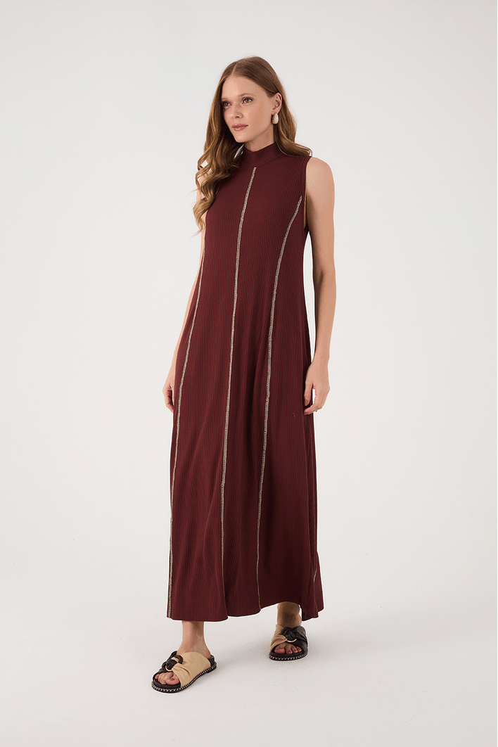 Vestido Canelado Pesponto