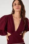Vestido Midi Linho Bordado Flores