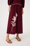 Vestido Midi Linho Bordado Flores