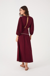 Vestido Midi Linho Bordado Flores