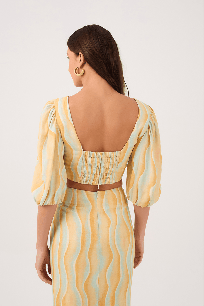 Blusa Decote V Estampa Lençois