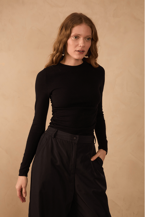 Blusa Tricot Franzidos Laterais
