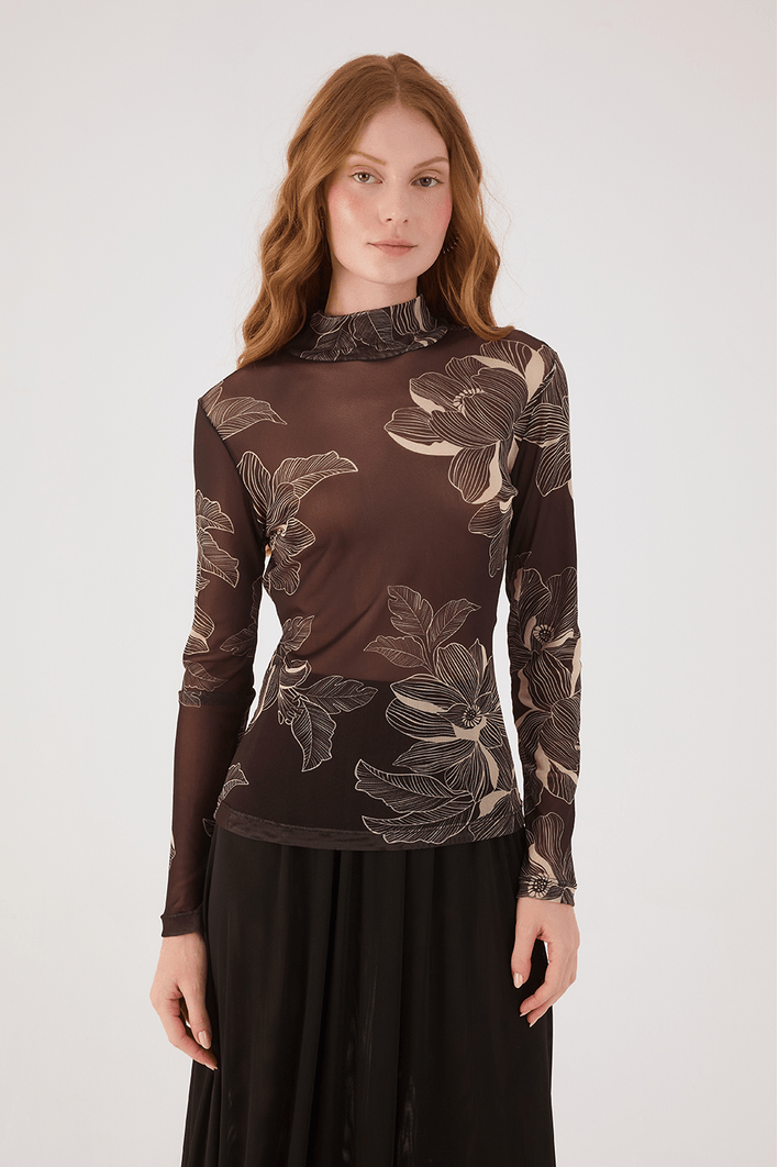 Blusa Segunda Pele Estampa Flora