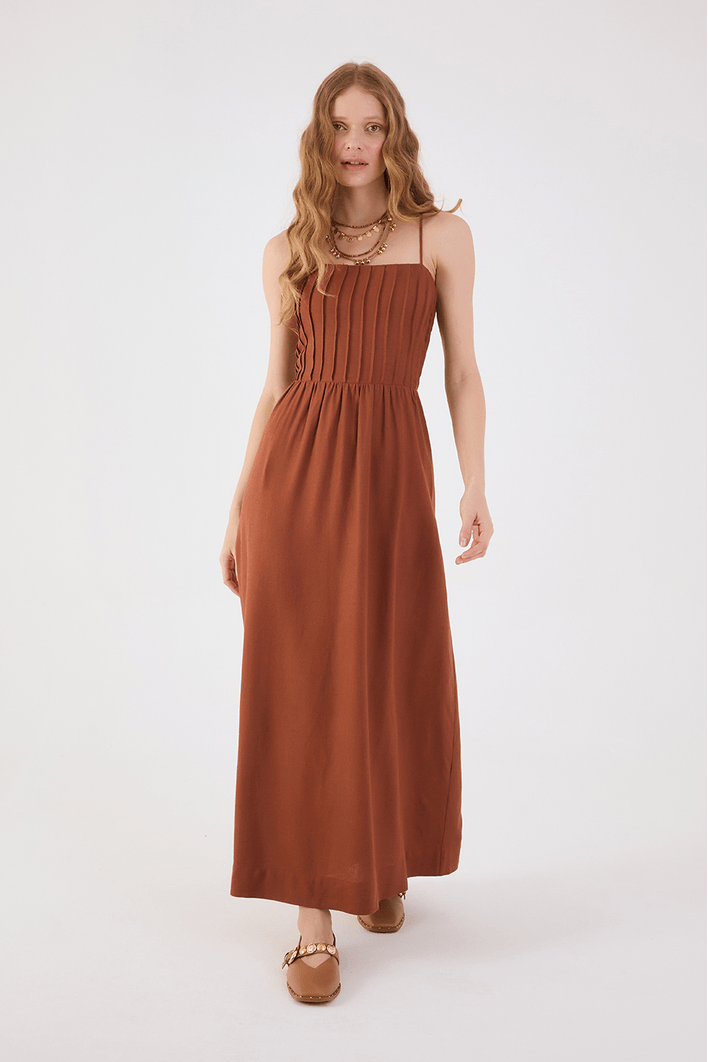 Vestido Linho Cropped Nervuras