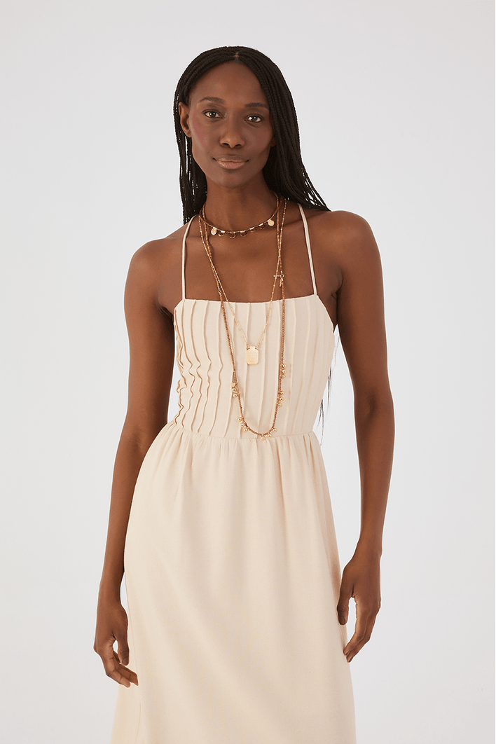 Vestido Linho Cropped Nervuras