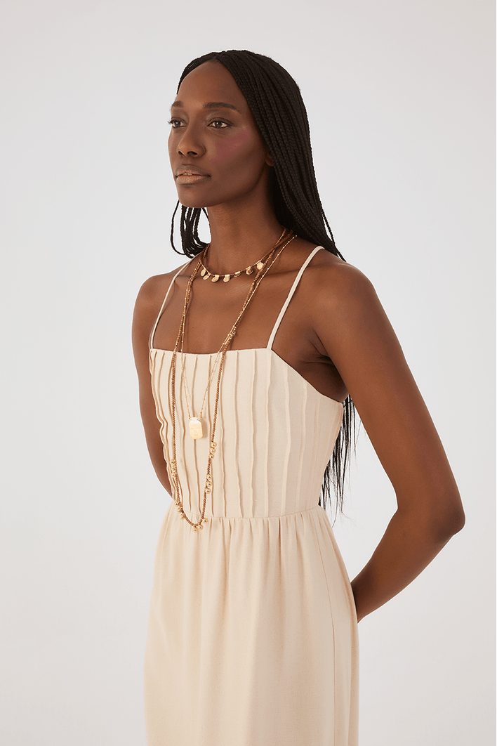 Vestido Linho Cropped Nervuras