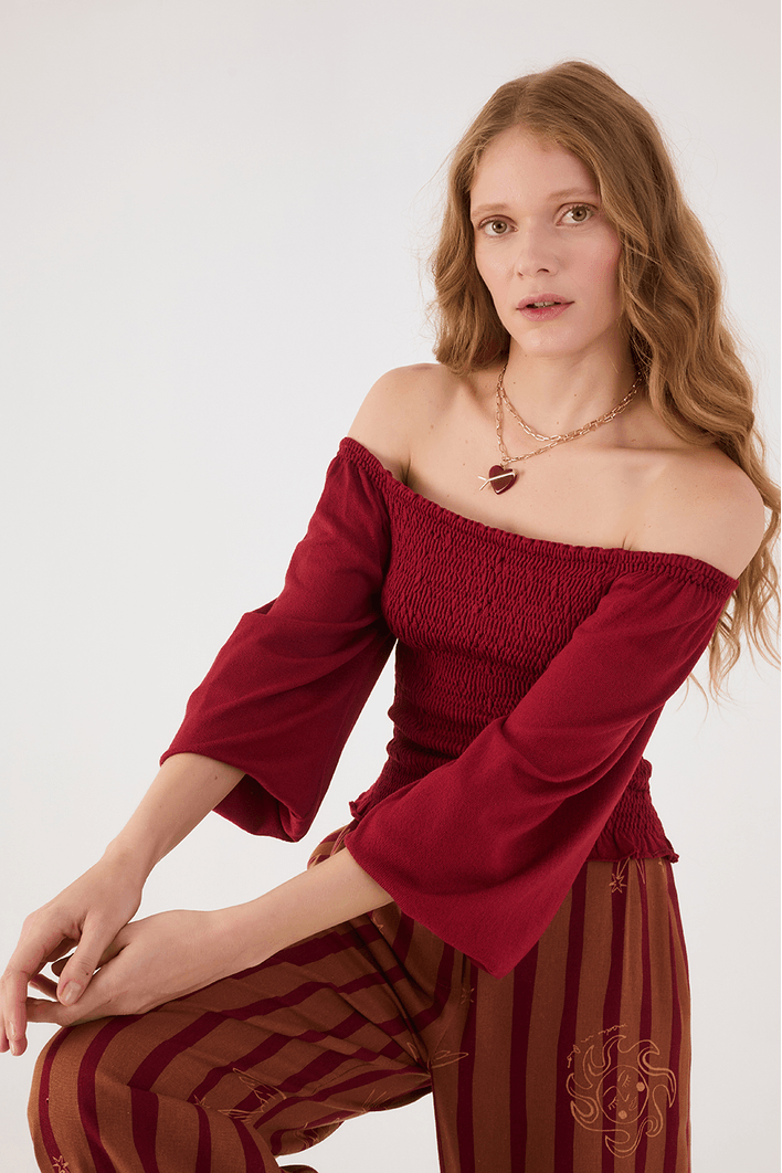 Blusa Tricot Lastex Manga