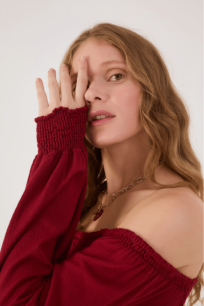 Blusa Tricot Lastex Manga