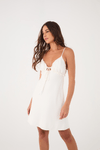 Vestido Curto Linho Busto Franzido
