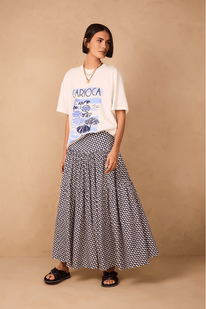Saia Midi Estampa Gávea