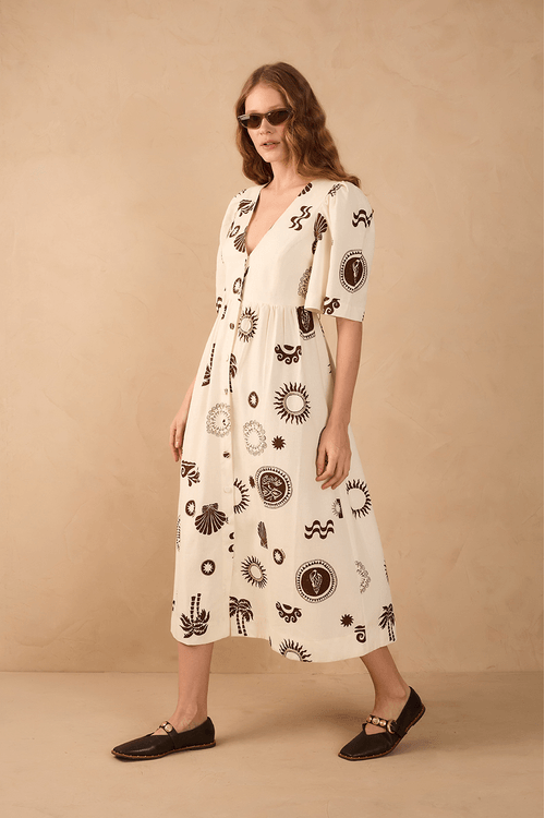 Vestido Midi Estampa Sol Rio