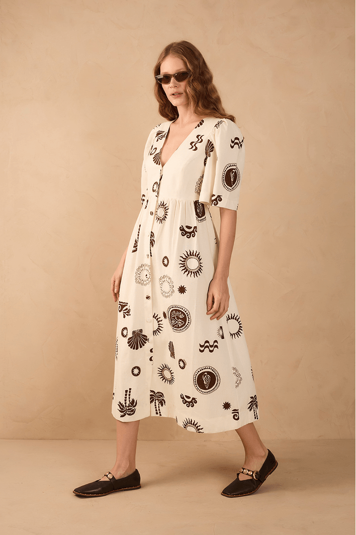 Vestido Midi Estampa Sol Rio