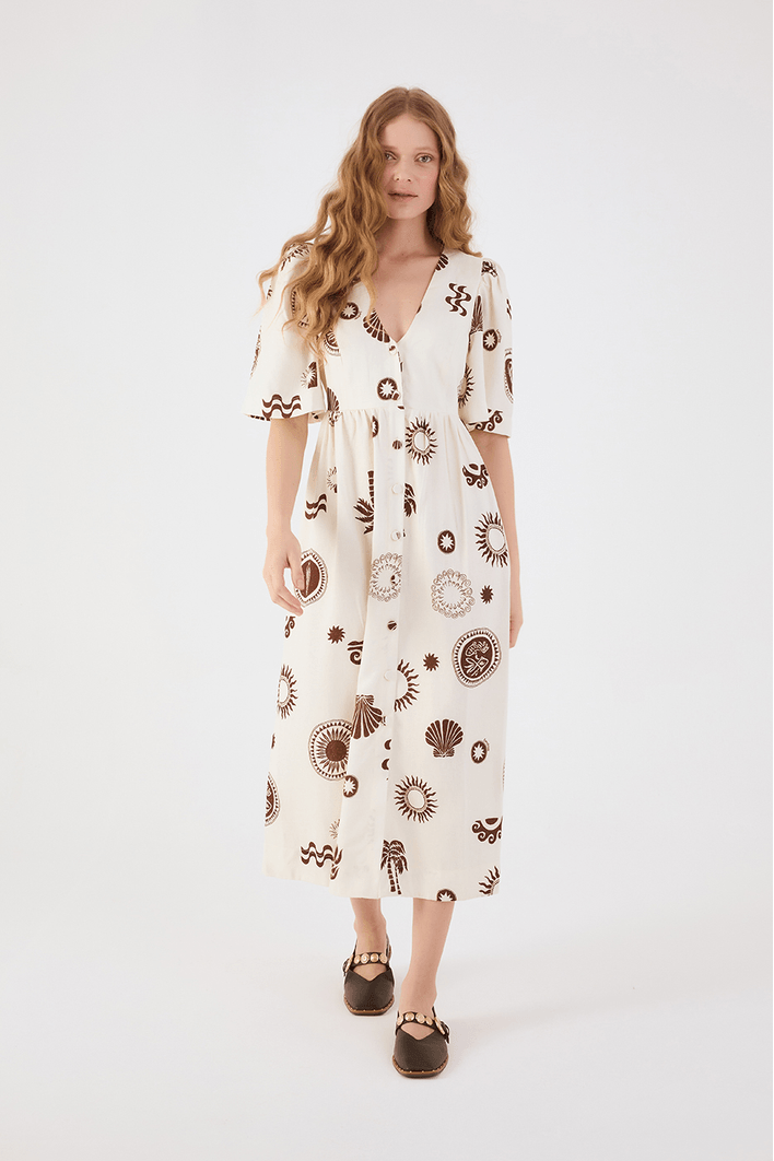 Vestido Midi Estampa Sol Rio