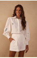Camisa Algodão Bordado Begônia