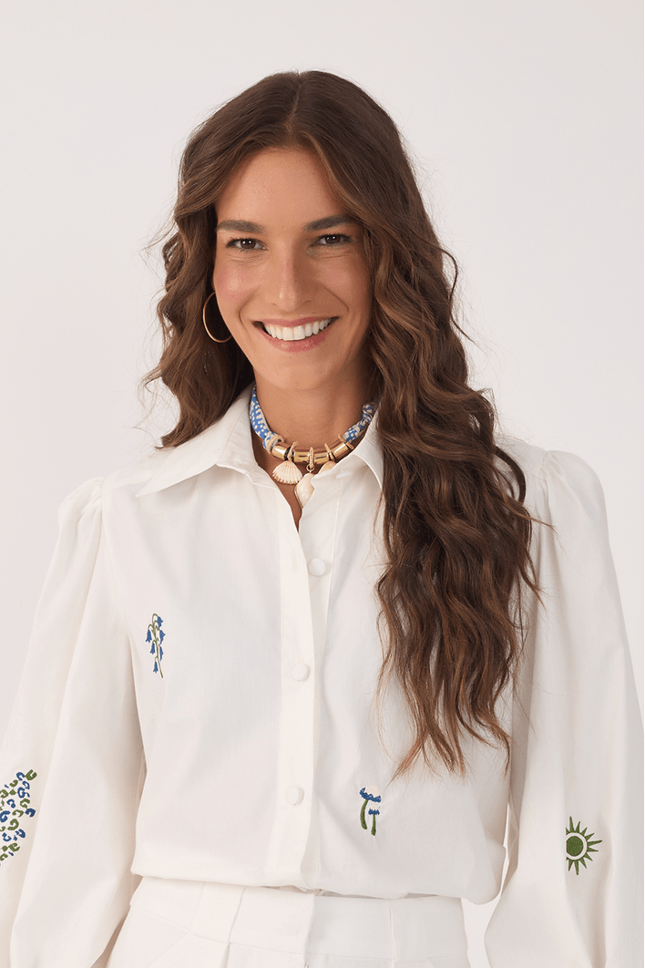 Camisa Algodão Bordado Begônia