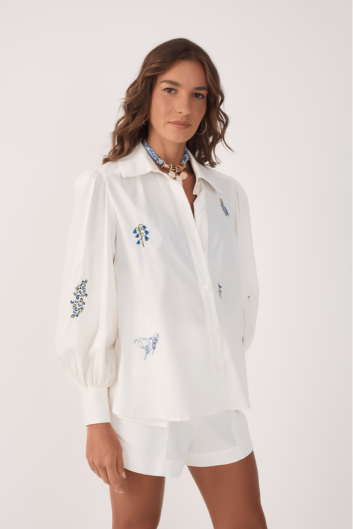 Camisa Algodão Bordado Begônia