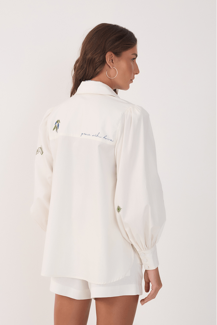 Camisa Algodão Bordado Begônia