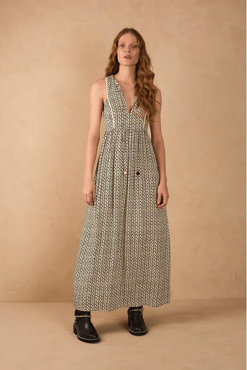 Vestido Longo Crepe Estampa Ipanema