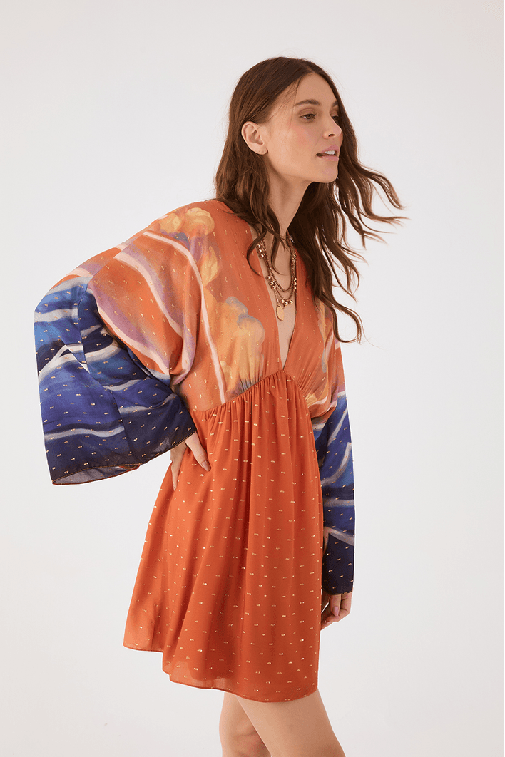 Vestido Lurex Estampa Maré Alta