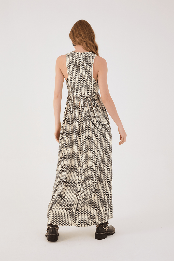 Vestido Longo Crepe Estampa Ipanema