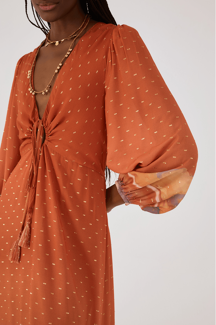 Vestido Cropped Lurex Estampa Maré Alta
