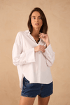 Camisa Algodão Pregas Manga