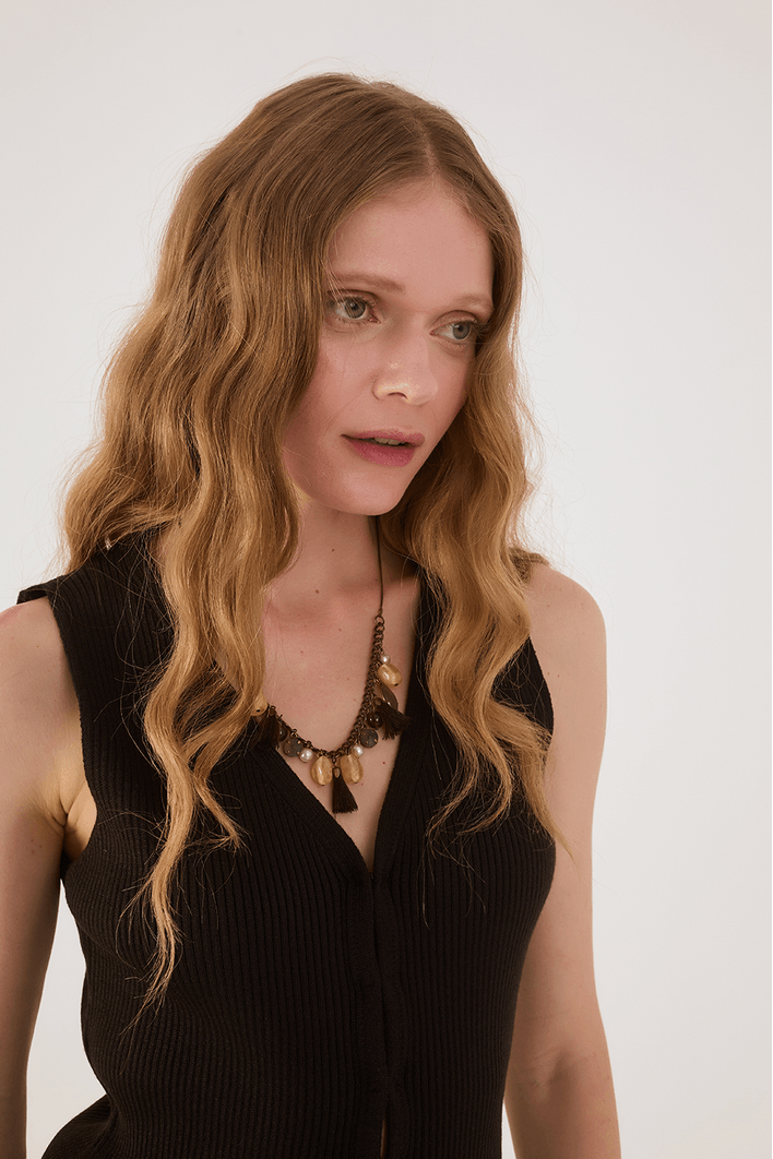 Blusa Tricot Colete Alongado