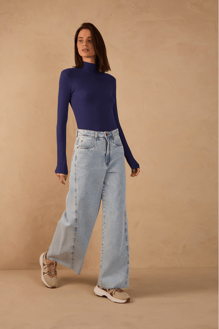 Calça Jeans Costura Deslocada