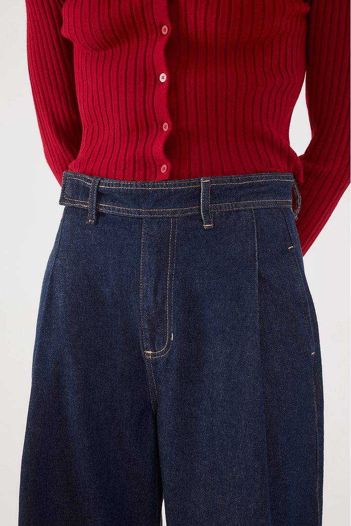 Calça Jeans Pregas Alfaiataria