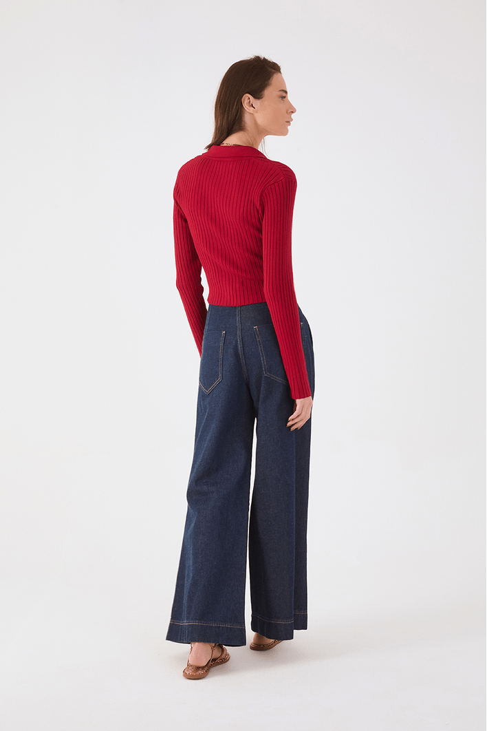 Calça Jeans Pregas Alfaiataria