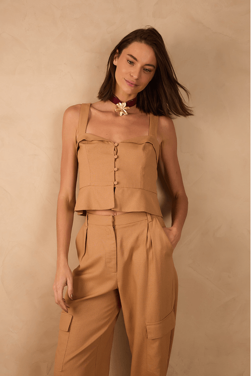 Blusa Linho Botões Frente