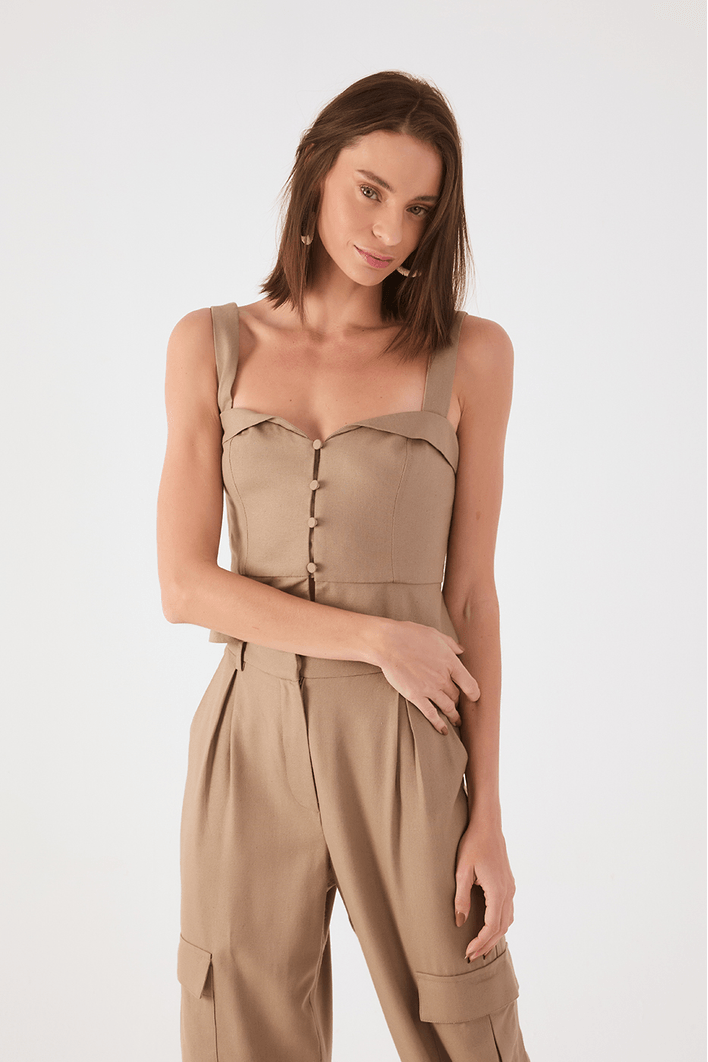 Blusa Linho Botões Frente