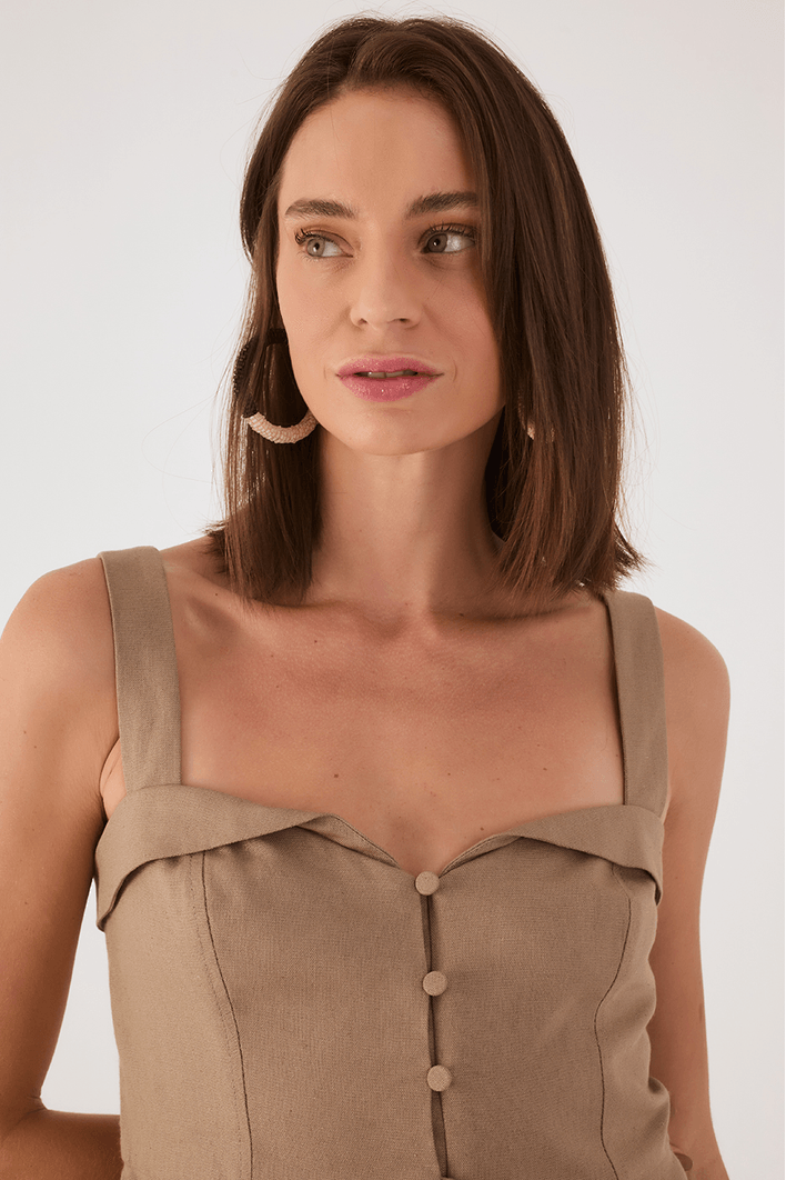 Blusa Linho Botões Frente