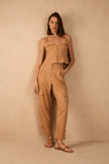 Calça Linho Bolsos Laterais
