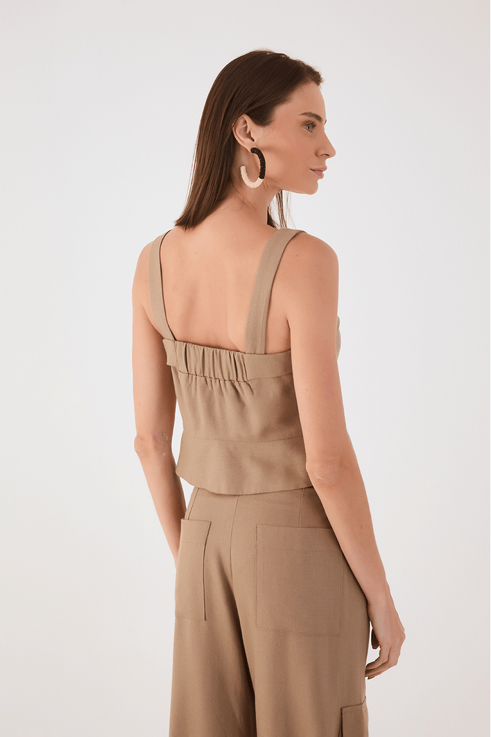 Blusa Linho Botões Frente