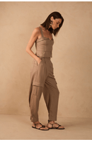 Calça Linho Bolsos Laterais