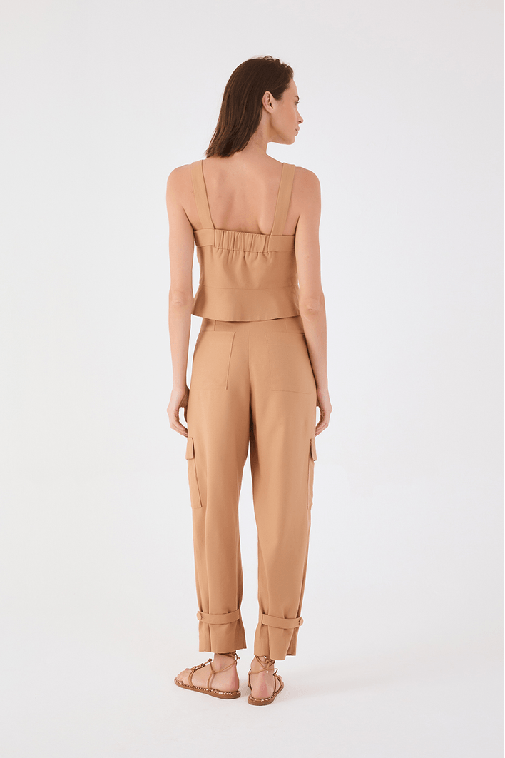 Calça Linho Bolsos Laterais