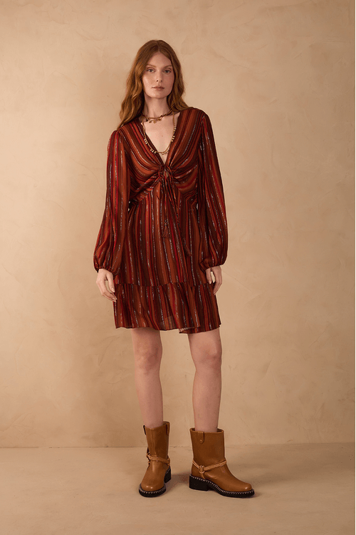 Vestido Lurex Estampa Refúgio