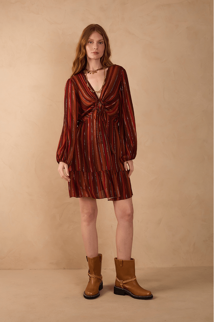 Vestido Lurex Estampa Refúgio