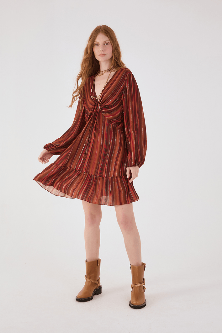 Vestido Lurex Estampa Refúgio