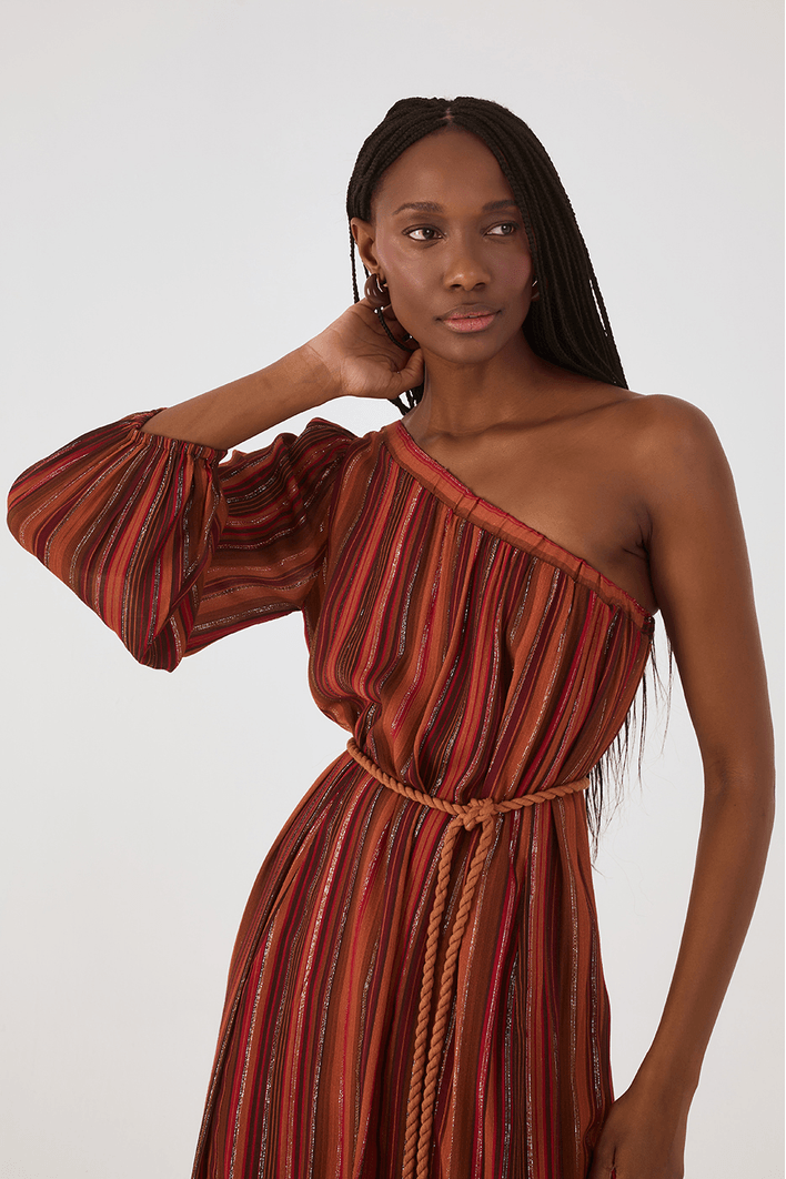 Vestido Cropped Lurex Estampa Refúgio